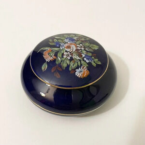 Vintage Creazioni Lidded Trinket Dish Made in Italy Floral  Design